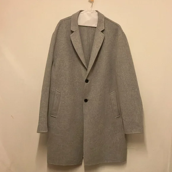 Zara Man wool blend blazer coat jacket notch collar light grey XL - Picture 3 of 8